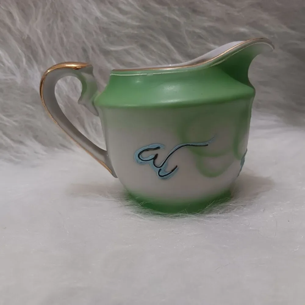 Vintage Hand Decorated Japan Green Moriage Dragon tea set